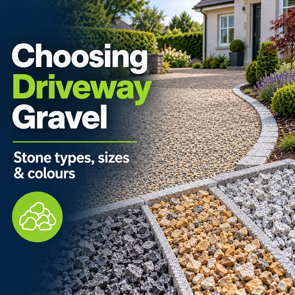 Guide to choosing driveway gravel types, stone sizes and colours