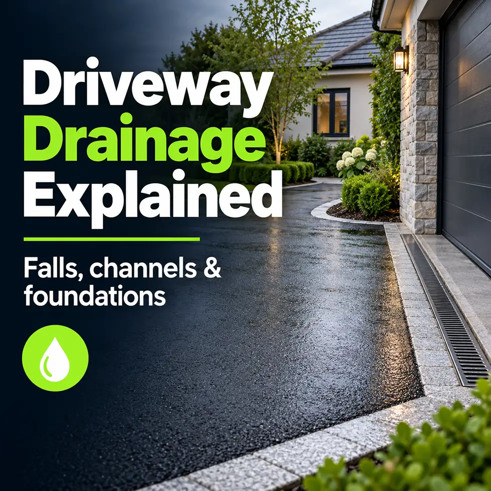 Driveway drainage guide covering falls, channels and foundations