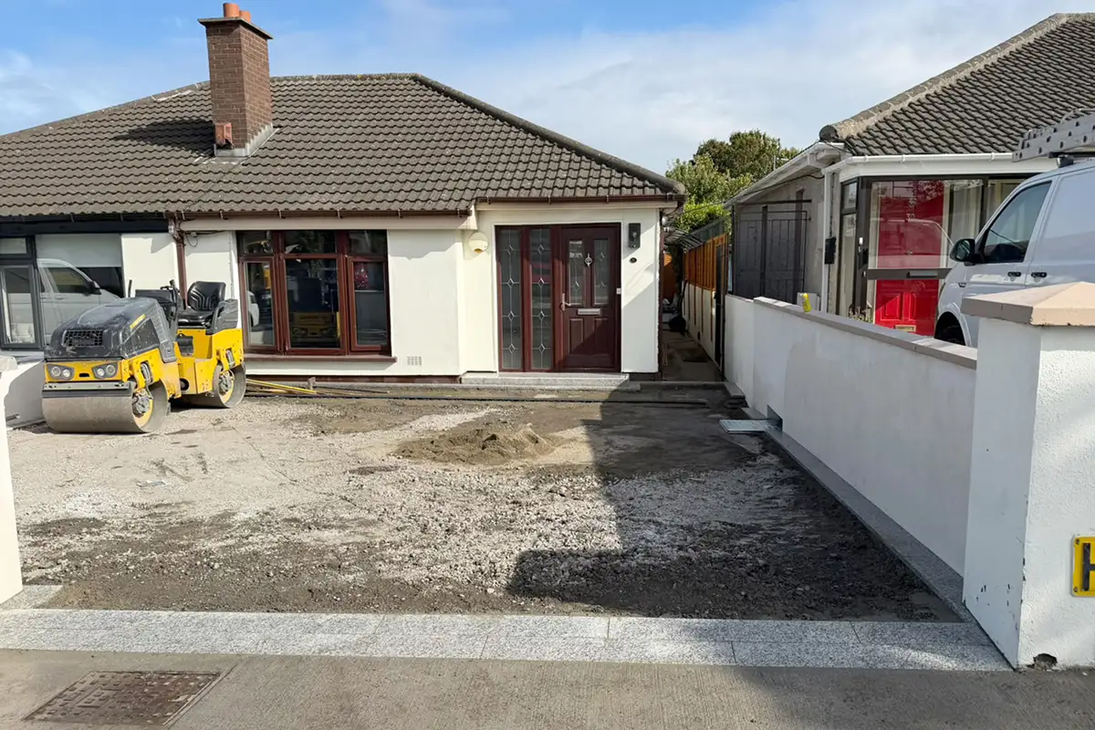 Ground preparation and drainage work for a new driveway at Oak Court Lawn Dublin 20