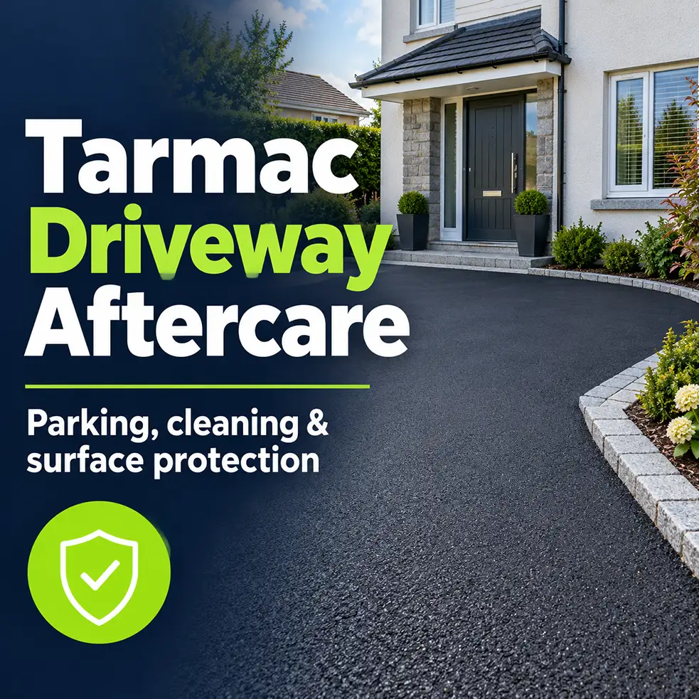 New tarmac driveway aftercare guide covering parking, cleaning and surface protection