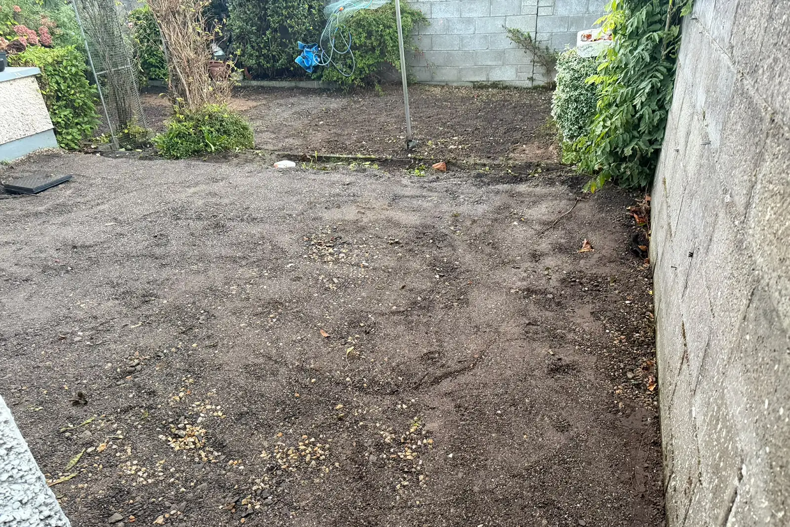 Garden at Rathcurragh Newbridge Kildare before the porcelain patio and landscaping installation