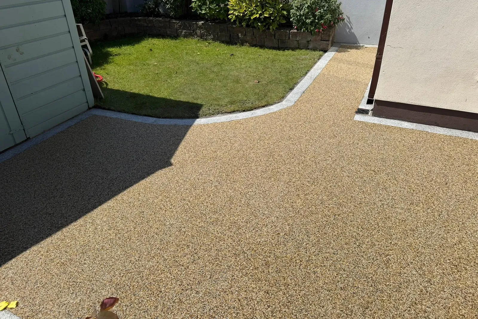 Completed resin patio with silver granite border in Stone Abbey Dublin 16