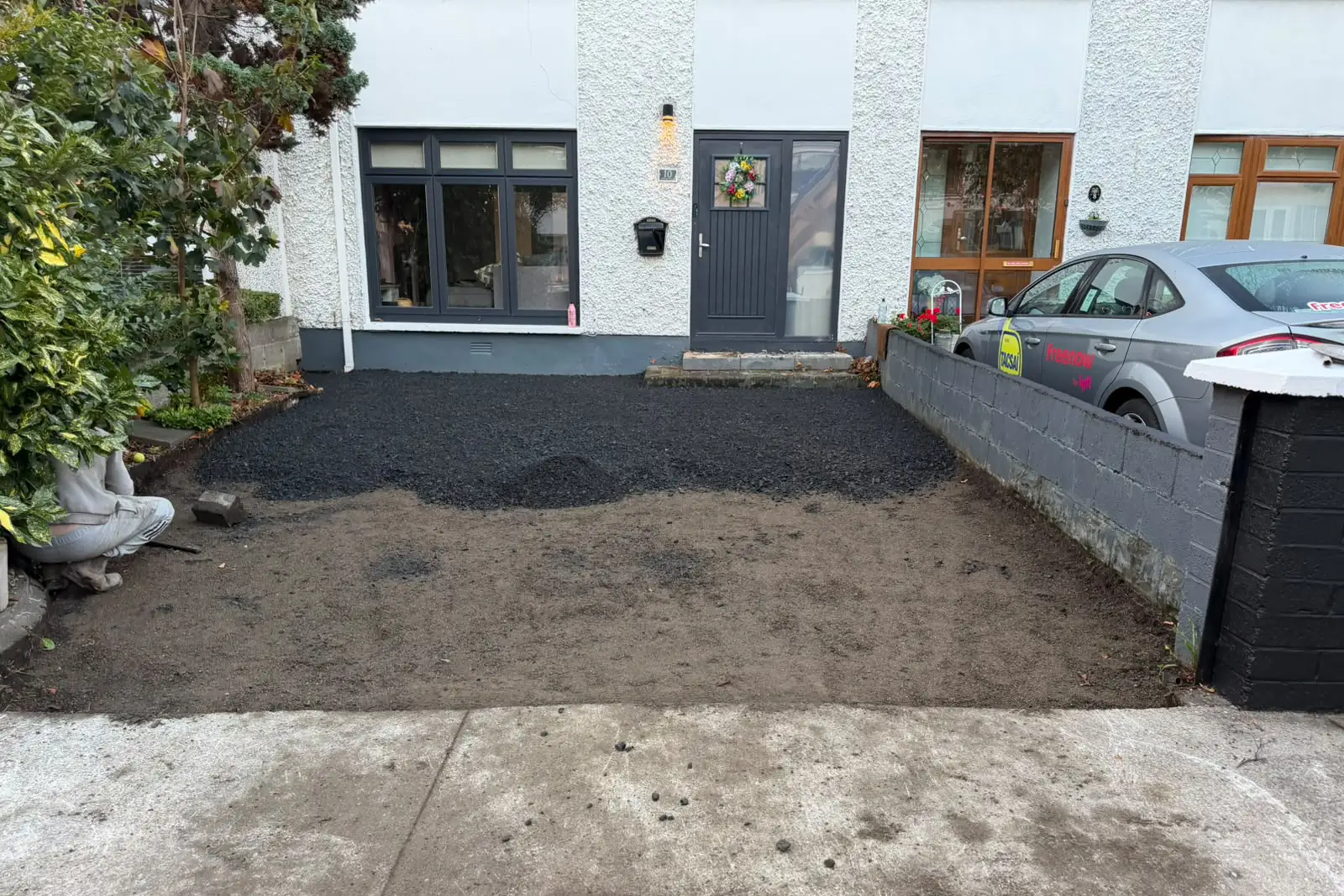 Ground preparation for the new tarmac driveway on Bawnville Road Tallaght