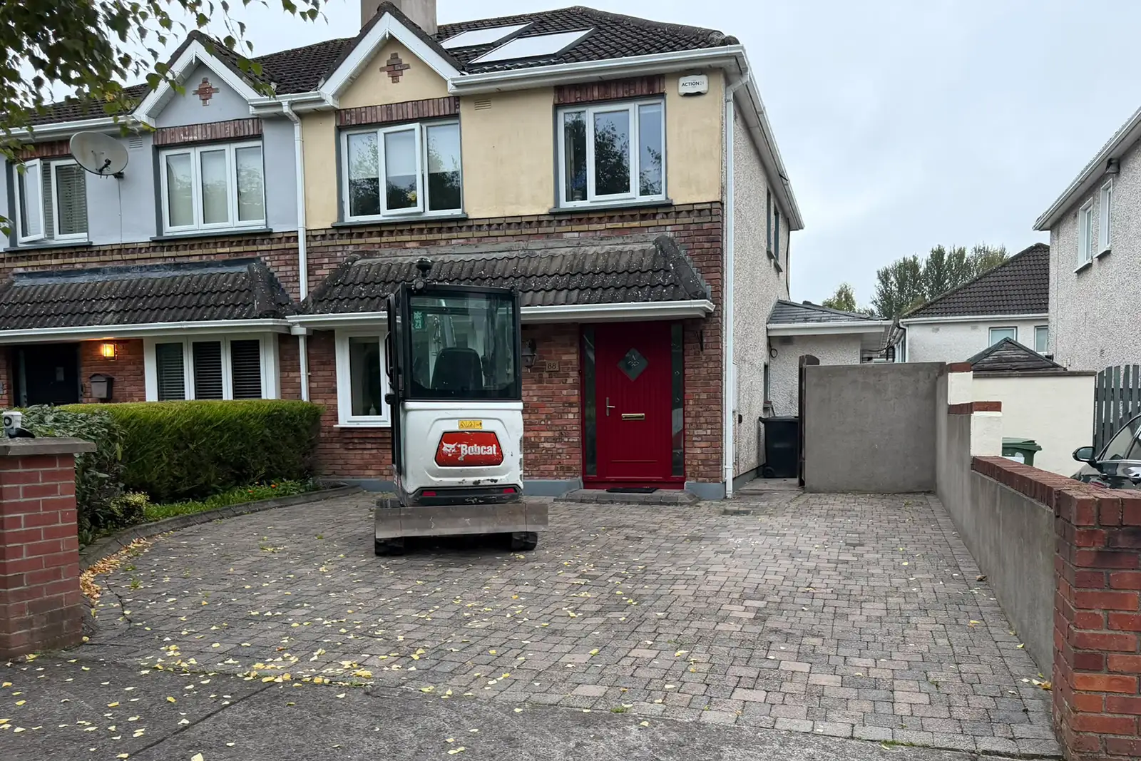 Uneven cobblelock driveway before replacement at Rathcurragh Newbridge Kildare