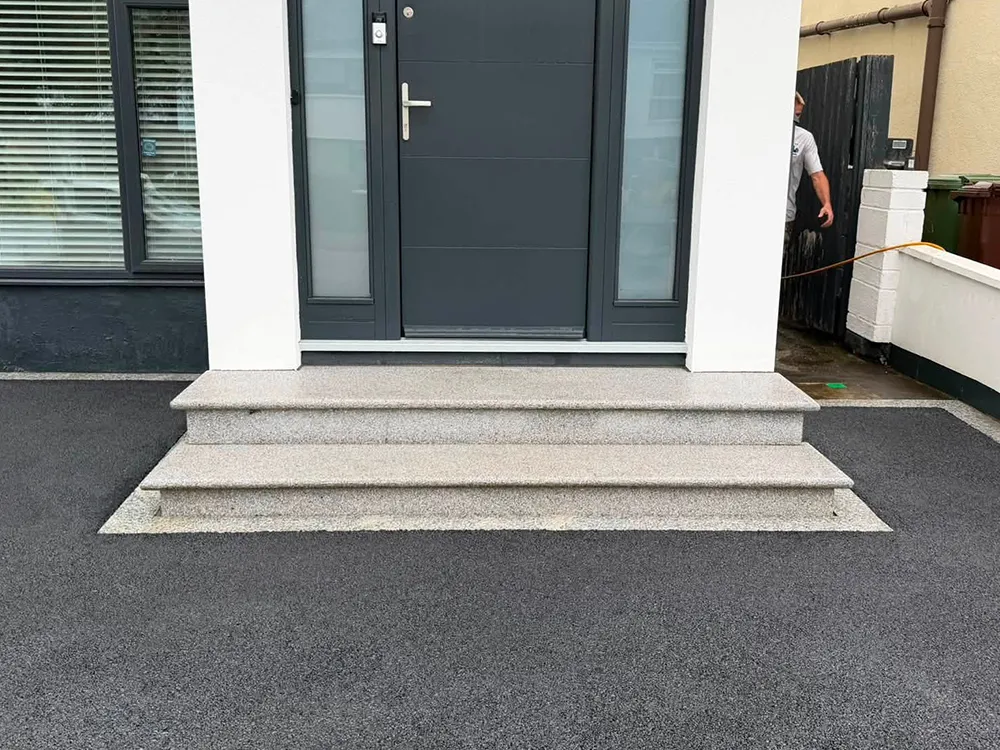 Close-up of a finished tarmac driveway surface in Dublin